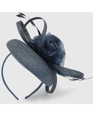 Karen Millen Flower Trim Pillbox Fascinator - Blue