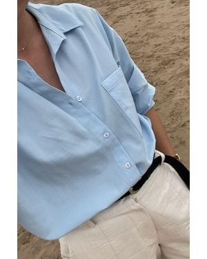 Hiccup Buttoned Short Sleeve Relaxed Shirt - Blue