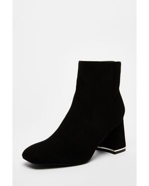 Quiz Faux Suede Ankle Boot - Black