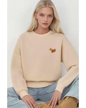 Hiccup Comfort Animal Pattern Embroidered Raised Crew Neck Sweatshirt - Blue