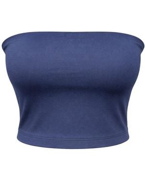 MixRay Strapless Crop Bandeau Blouse - Blue