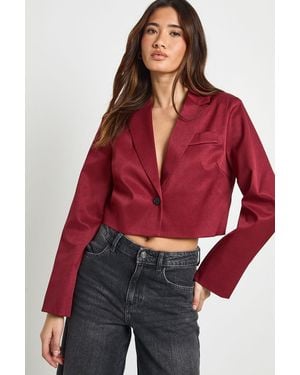 Boohoo Boxy Crop Blazer - Red
