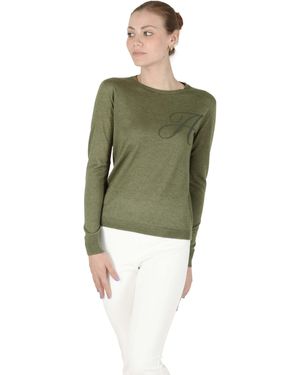 Crown of Edinburgh Cashmere Long Sleeve Art 004 Letter A Silk - Green