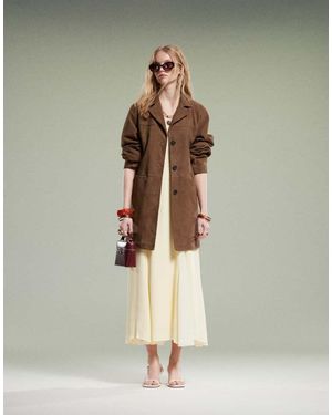 ASOS Mid Length Real Suede Jacket - Green