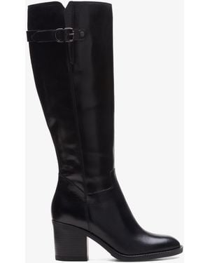 Clarks Mascarpone 2 Up Leather Boots - Black