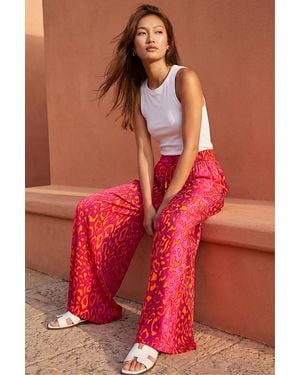 Roman Sequin Palm Tree Trouser - Red