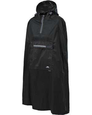 Trespass Qikpac Hooded Waterproof Packaway Poncho - Black