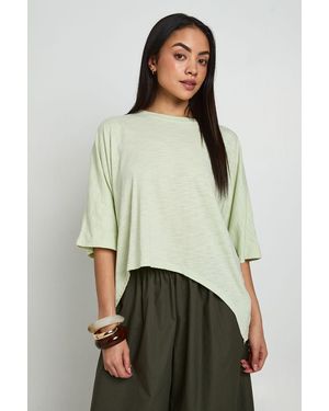 Boohoo Sheer Slub Curved Hem Oversized T-Shirt - Green