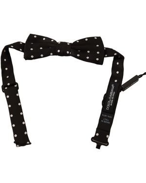 Dolce & Gabbana Zwart Wit Polka Dot Zijden Verstelbare Nek Papillon Vlinderdas