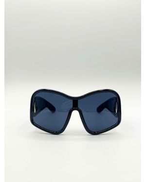 SVNX Square Oversized Mask Sunglasses - Blue