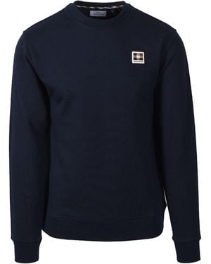 Aquascutum Badge Crewneck Sweatshirt Cotton - Blue