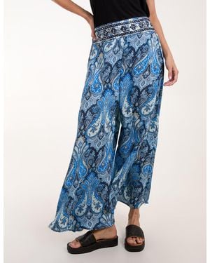 Blue Vanilla Embellished Waist Wide Leg Trouser - Blue