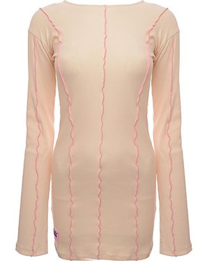 The Couture Club The Ecru Multi Contrast Exposed Seam Midi Dress - Natural