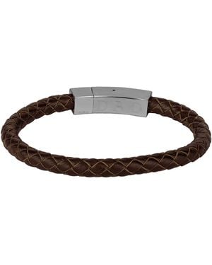 The Jewellery Stockroom Stainless Steel Dad Leather Bracelet - Brown