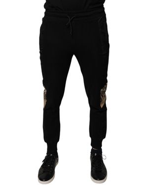 Dolce & Gabbana Casual Joggers Met Luipaardprint En Zijkantstrookbroek - Zwart
