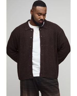 BoohooMAN Plus Basic Boxy Brushed Knitted Shirt - Black