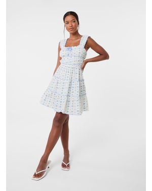 Pink Vanilla Tie Front Tiered Milkmaid Mini Dress - White