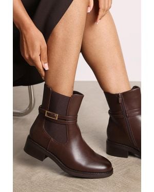 Where's That From Wheres 'Riya' Ankle Boot With Buckle Detail - Brown