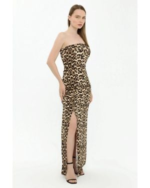Hiccup Animal Print Strapless Maxi Dress - Metallic