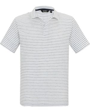 Regatta Hadvo Stripe Polo Shirt Cotton - White