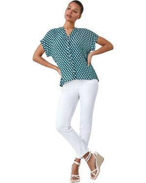 Roman Geo Relaxed Shirt - Blue