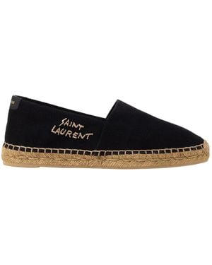 Saint Laurent Comfortabele Slip-On Espadrilles Met Jute Zool - Zwart
