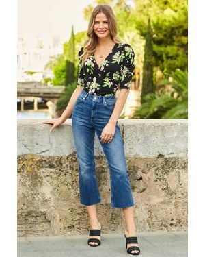 Sosandar Mid Cropped Kick Flare Jeans - Metallic