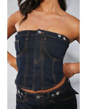 MissPap Denim Utility Corset Top - Black