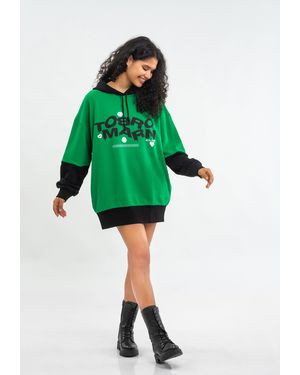 Tom Barron Oversized Jurk Met Capuchon En Logo Op De Rug - Groen