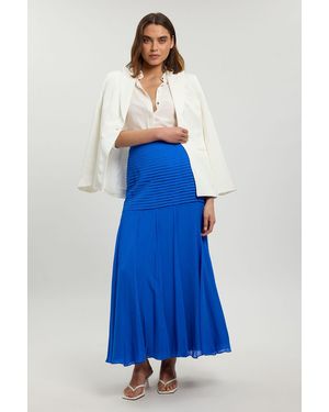 Karen Millen Viscose Georgette Drop Hem Woven Maxi Skirt - Blue