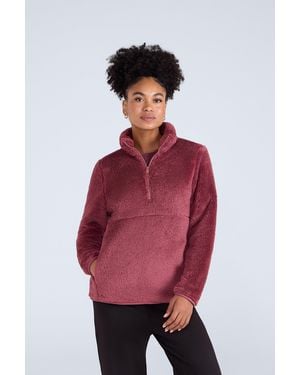 Mountain Warehouse Teddy Fleece Jumper Half Zip Warm Cosy Casual Coat - Red