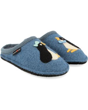 Haflinger Pingu Slippers Powder - Blue