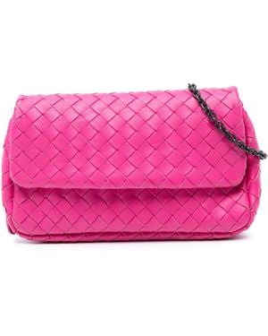 Bottega Veneta Pre-Owned Mini Nappa Intrecciato Expandable Chain Flap Crossbody - Pink