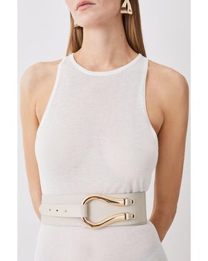 Karen Millen Leather Hardware Detail Waist Belt - Natural
