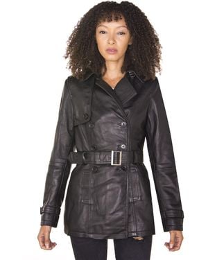 Infinity Leather Nappa Trench Coat-Mosul - Grey