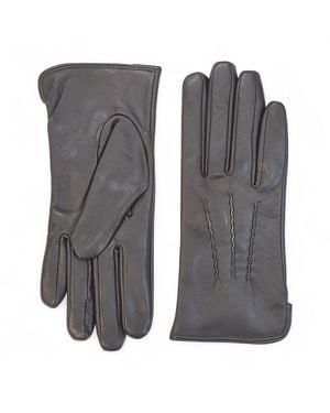 Infinity Leather Italian Soft Wool Lining Winter Stitch Line Design Driving Gloves - Grey