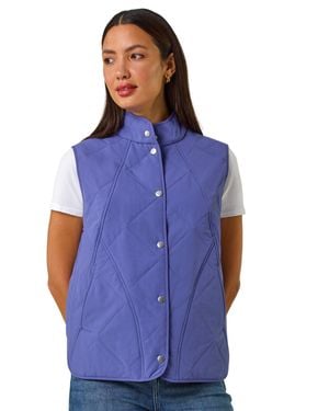 Roman Diamond Quilted Funnel Neck Gilet - Blue