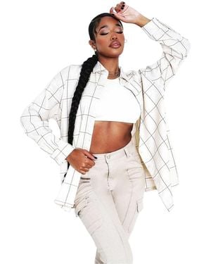Missy Empire Missy Empire /Ladies Checked Oversized Shirt - White