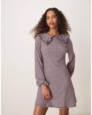 ASOS Long Sleeve Collared Frill Mini Dress - Purple