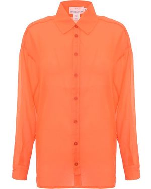 Annorlunda Organza Split Sleeve Shirt - Orange