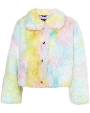 faina Blouson Van Namaakbont Regenboog - Wit