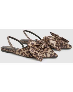 Boohoo Wide Fit Faux Suede Bow Detail Pointed Flats - Multicolour