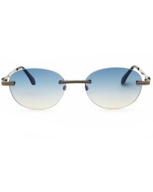 Palm Angels Accessories Crystal Rectangle Sunglasses - Blue