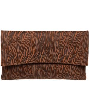 Pure Luxuries Amelia' Print Leather Clutch Bag - Brown