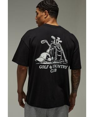 BoohooMAN Golf Country Club Oversized T-Shirt - Black