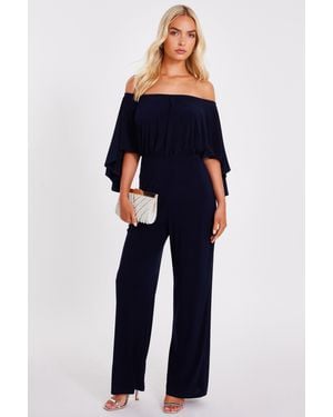 Quiz Bardot Jumpsuit - Blue