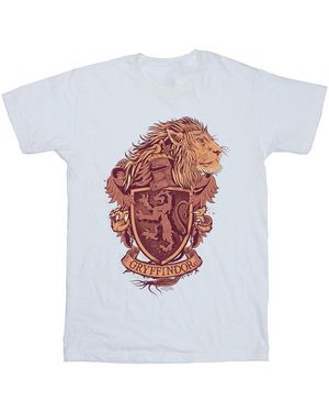 Harry Potter Gryffindor Schets Crest T-Shirt - Wit