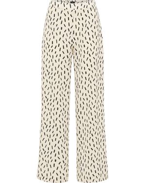 Dreimaster Stof Broek Wol Wit Zwart