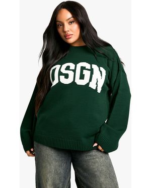 DSGN Studio Plus Crew Neck Knitted Jumper - Green
