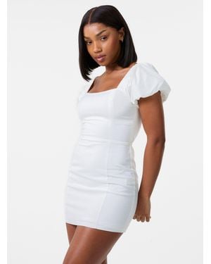 Pink Vanilla Puff Sleeve Open-Back Mini Dress With Shorts - White